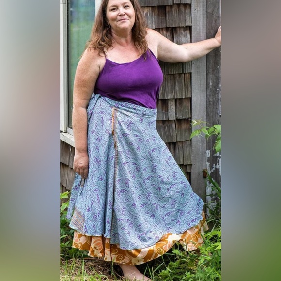 Reversible Silky Maxi Skirt. Multiple Ways to Wear For Big or Small Young Older - Picture 12 of 17